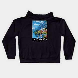 A Pop Art Travel Print of Lake Garda - Italy Kids Hoodie